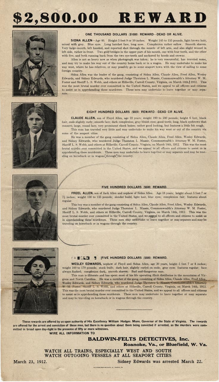 Mug Shot Monday Special Edition:  "Hillsville Massacre"