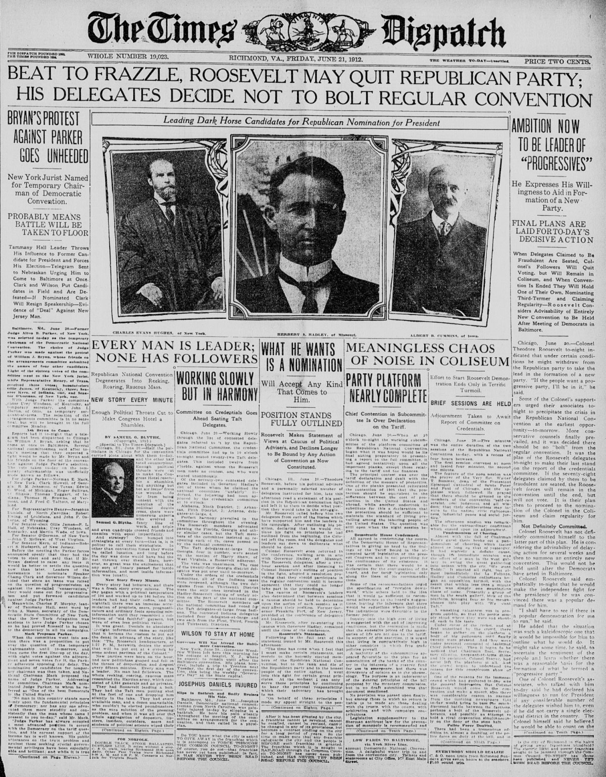 100 Years Ago Today:  Chaos at the Republican Convention