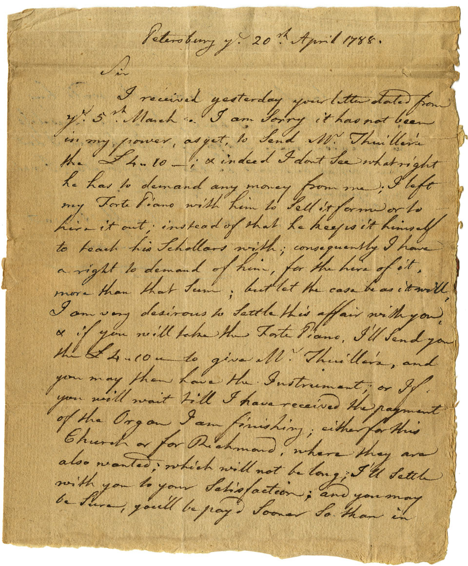 "I told you I had no money & therefore could not pay you"