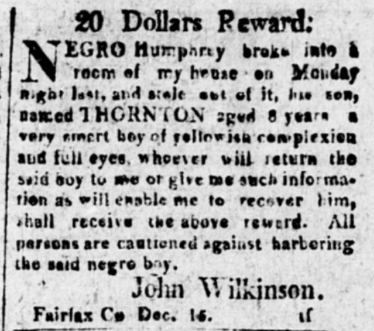 Stealing Freedom: The Fairfax Slave Who Liberated Himself and His Son