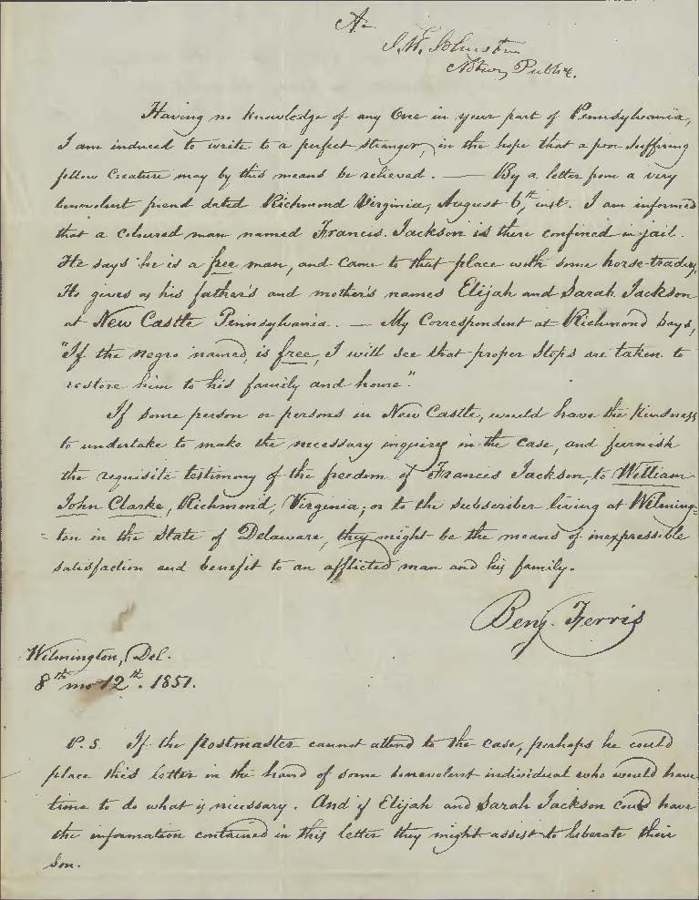 Kidnapped into Slavery: The Freedom Suit of Francis Jackson