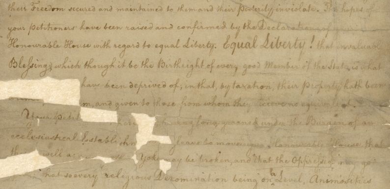 “That the Oppressed May Go Free” : A Petition to the Virginia General Assembly for Religious Freedom